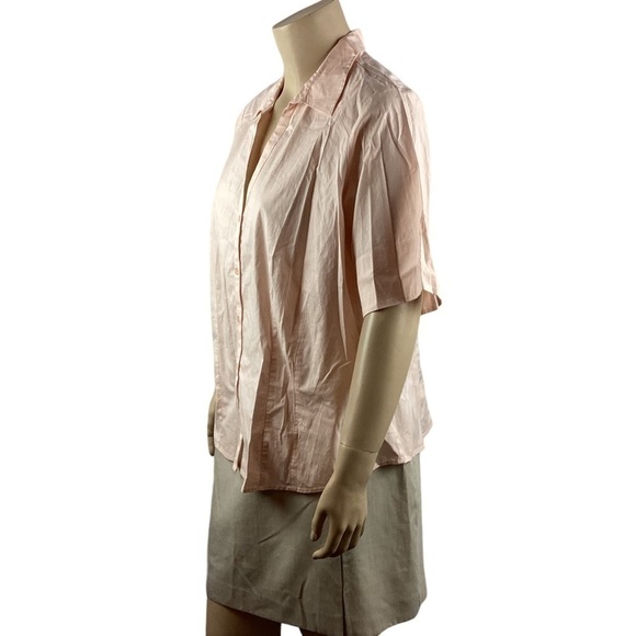 Lane Bryant Button Down Top Size 22/24 Light Pink Short Sleeve - Picture 4 of 6